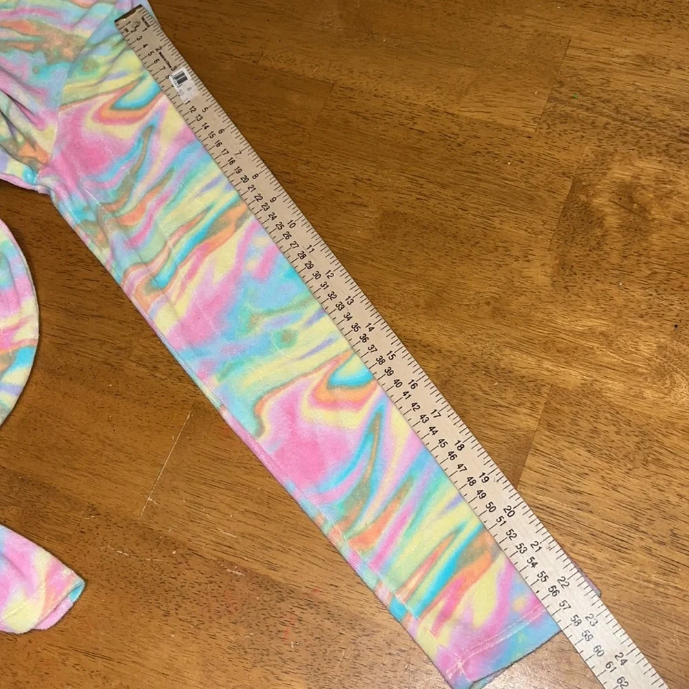 Lands End Tie Dye Hooded Pool Swim Cover Up Long Sleeve with Pocket Girls XL